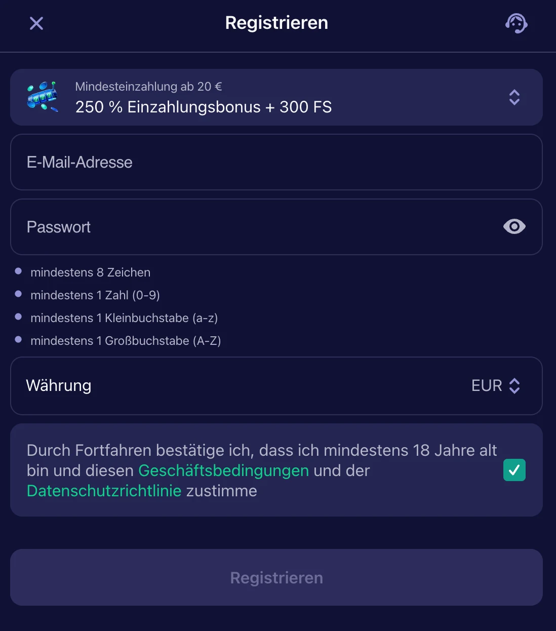 Betmatch Sign up